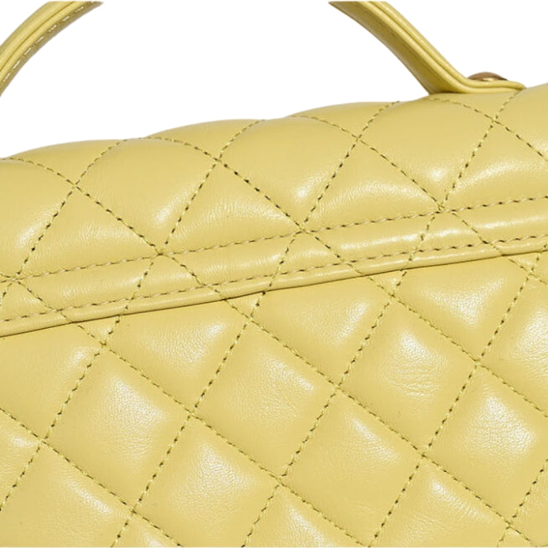 Women’s Minimalist Quilted Lambskin Crossbody Chain Top Handle Bag In Gold Hardware