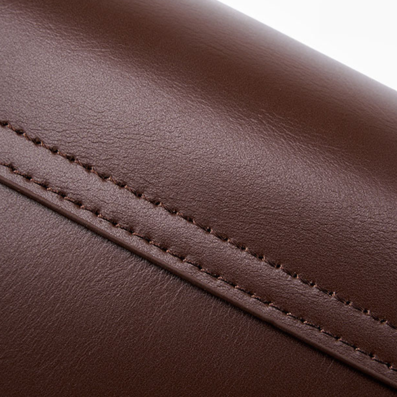 Women’s Genuine Leather Magnetic Closure Crossbody Shoulder Baguette Bags In Vintage in coffee color showing details of it