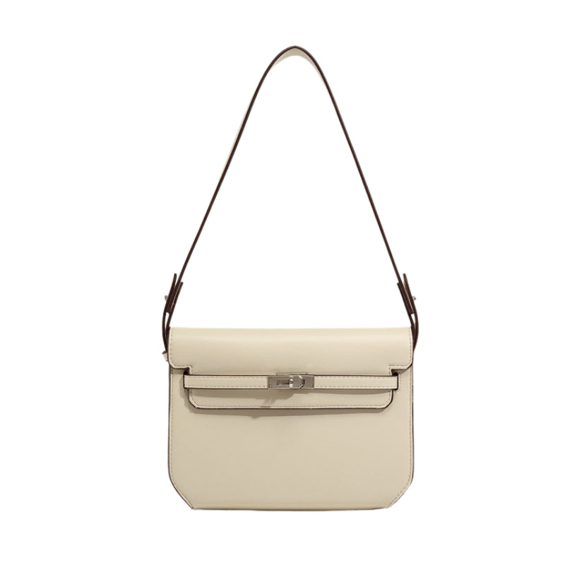 Women’s Minimalist Shoulder Messenger Bag in chalk white color showing front of the bag