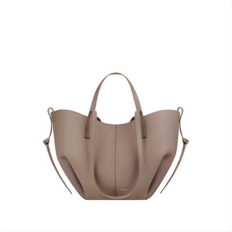 women’s soft leather tote bag clean product view in taupe color