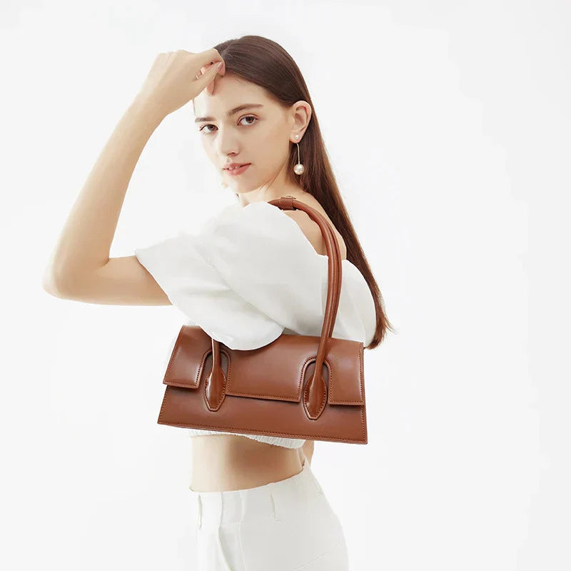 Elegant Leather Baguette Handbags - Leather Square Totes – Affordable Luxury