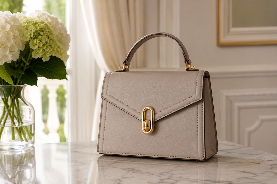 What is a top handle bag luxury genuine leather handbag with structured design