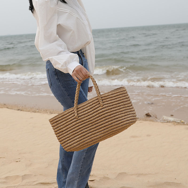 Women’s Handmade Woven Beach Bucket Tote Bags