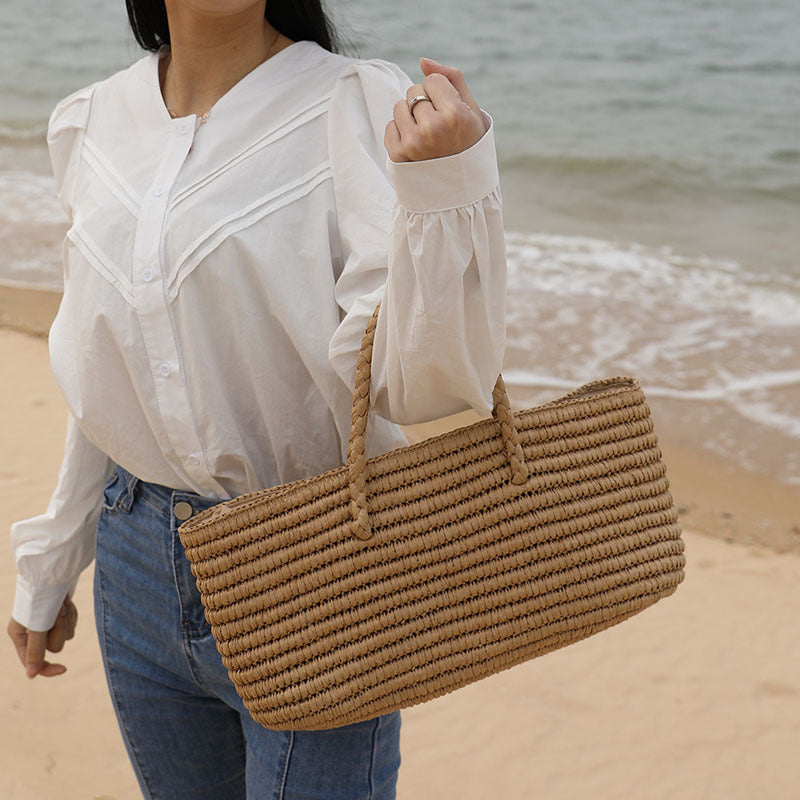 Women’s Handmade Woven Beach Bucket Tote Bags