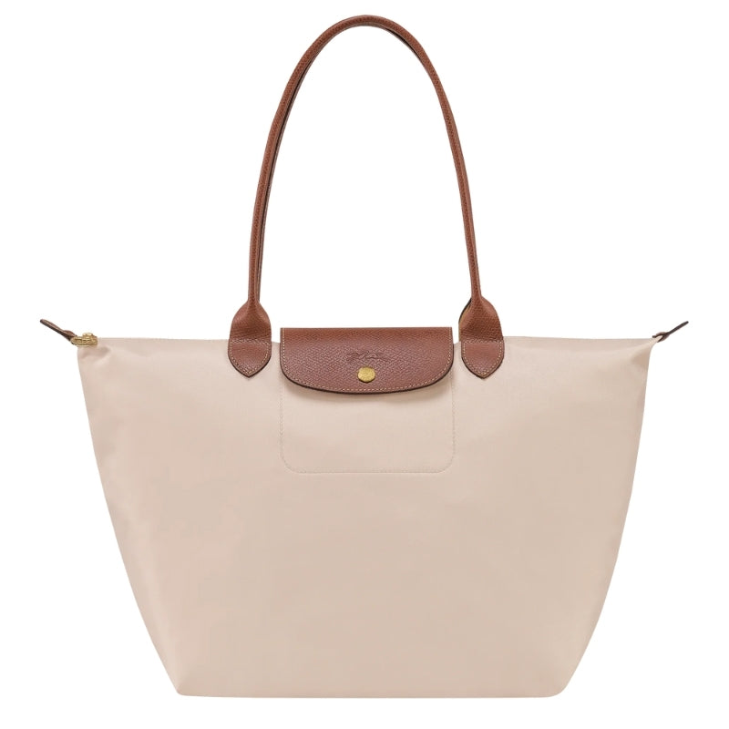 Beige foldable Oxford tote bag with interior pockets for organized carry