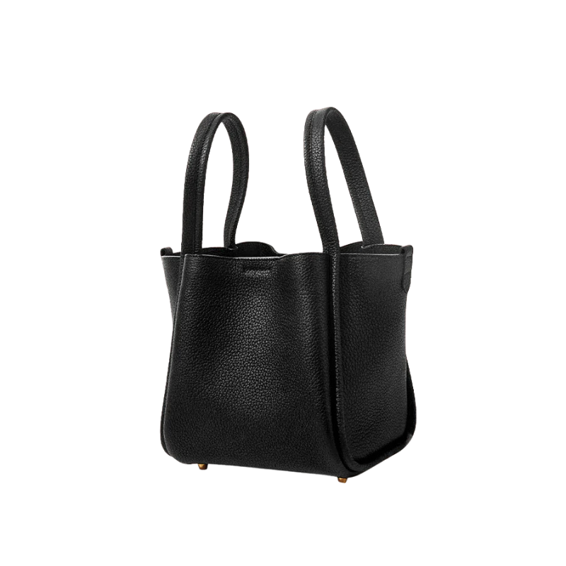 Genuine Leather Crossbody Bucket Bag black color