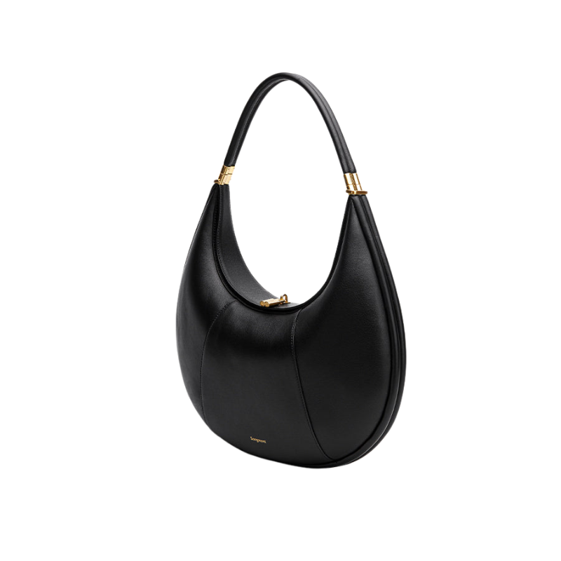 Genuine Leather Large Half Moon Bag black color