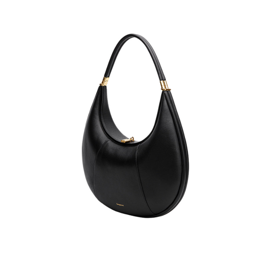 Genuine Leather Large Half Moon Bag black color