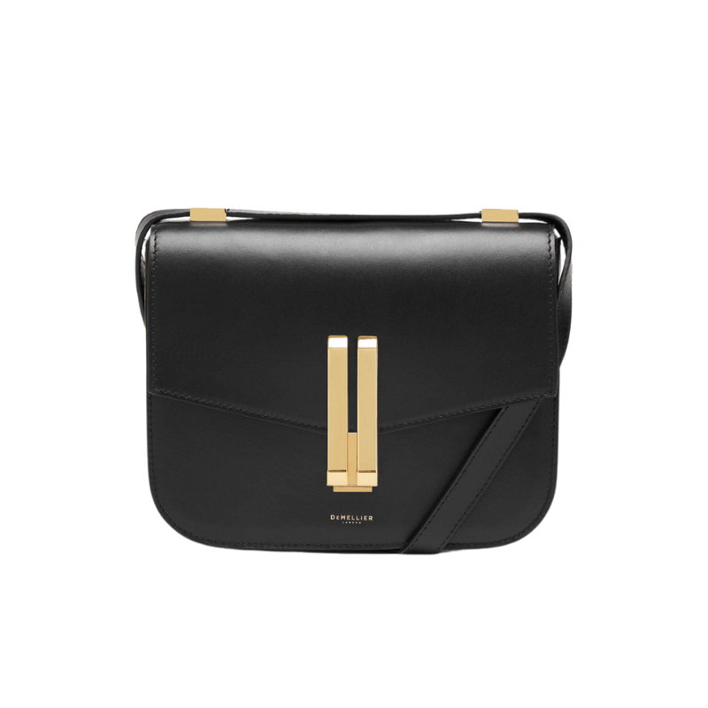 Genuine Leather Magnetic Closure Crossbody Shoulder Bag black color