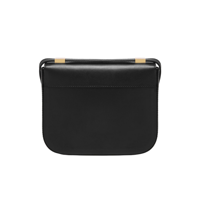 Genuine Leather Magnetic Closure Crossbody Shoulder Bag black color from the back