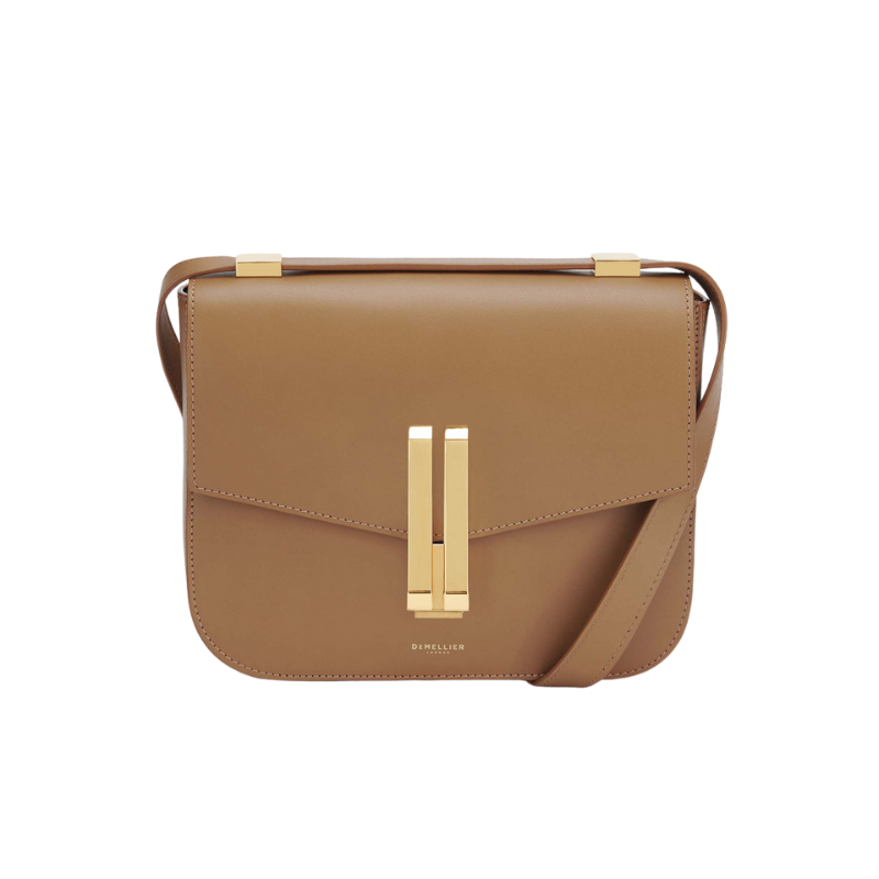 Genuine Leather Magnetic Closure Crossbody Shoulder Bag deep toffee smooth color 