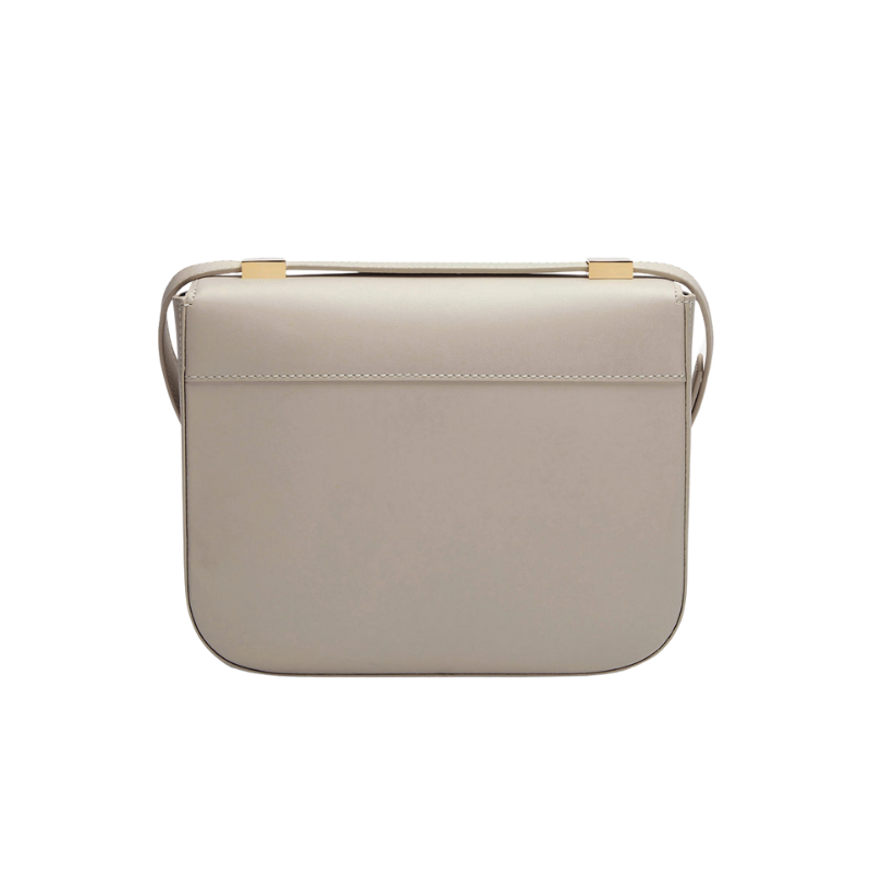 Genuine Leather Magnetic Closure Crossbody Shoulder Bag taupe color from the back