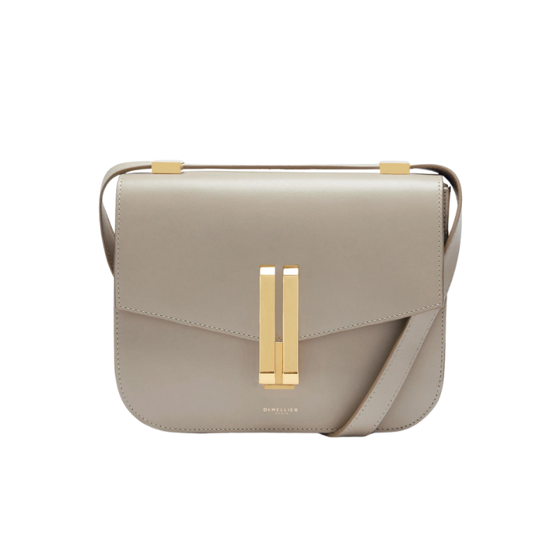 Genuine Leather Magnetic Closure Crossbody Shoulder Bag taupe smooth color