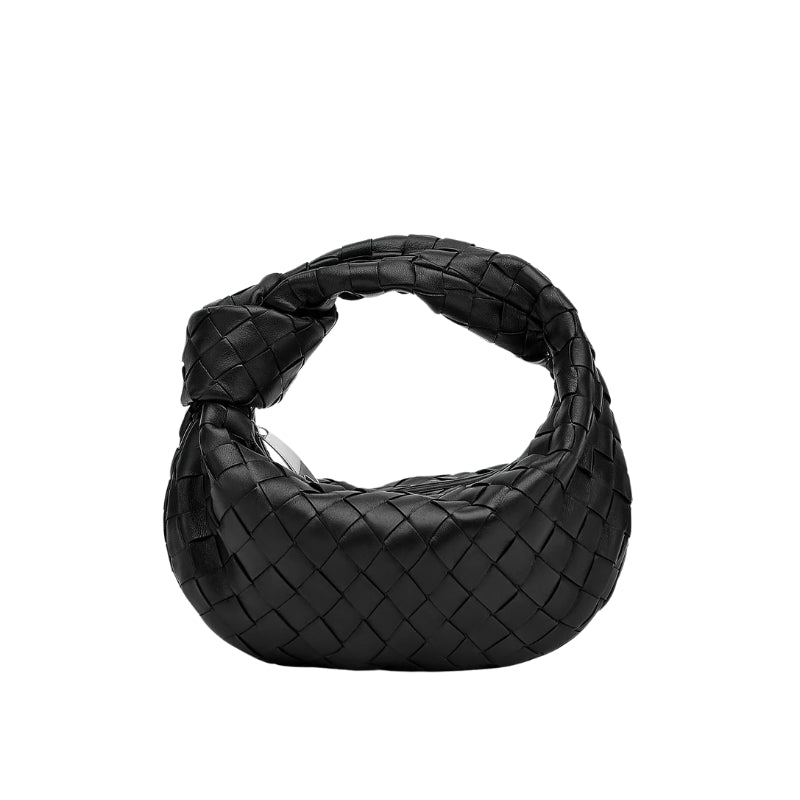 Quilted Leather Zipper Handbag In Black