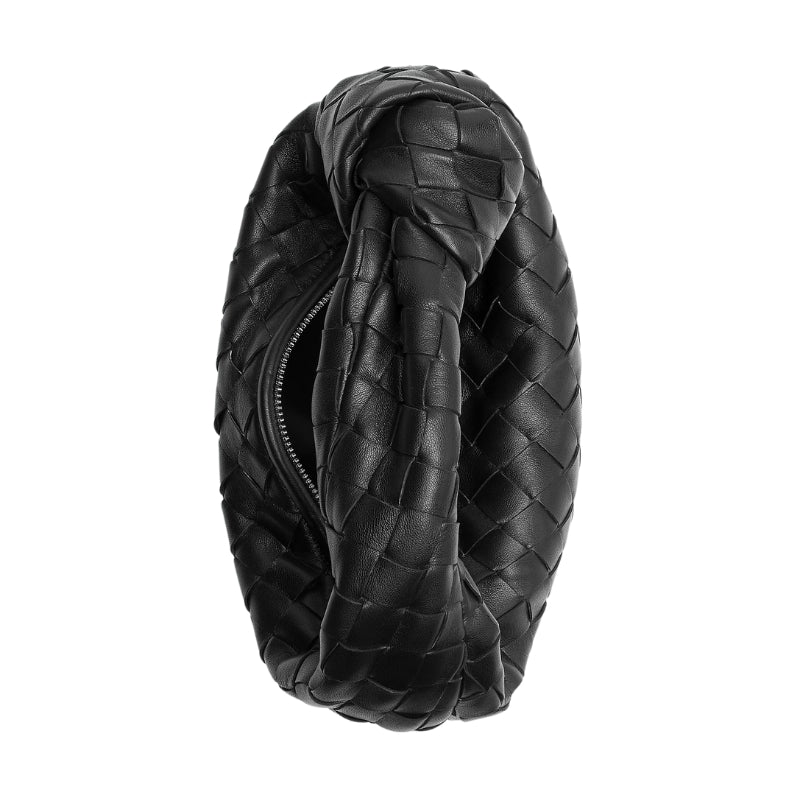Quilted Leather Zipper Handbag In Black from above