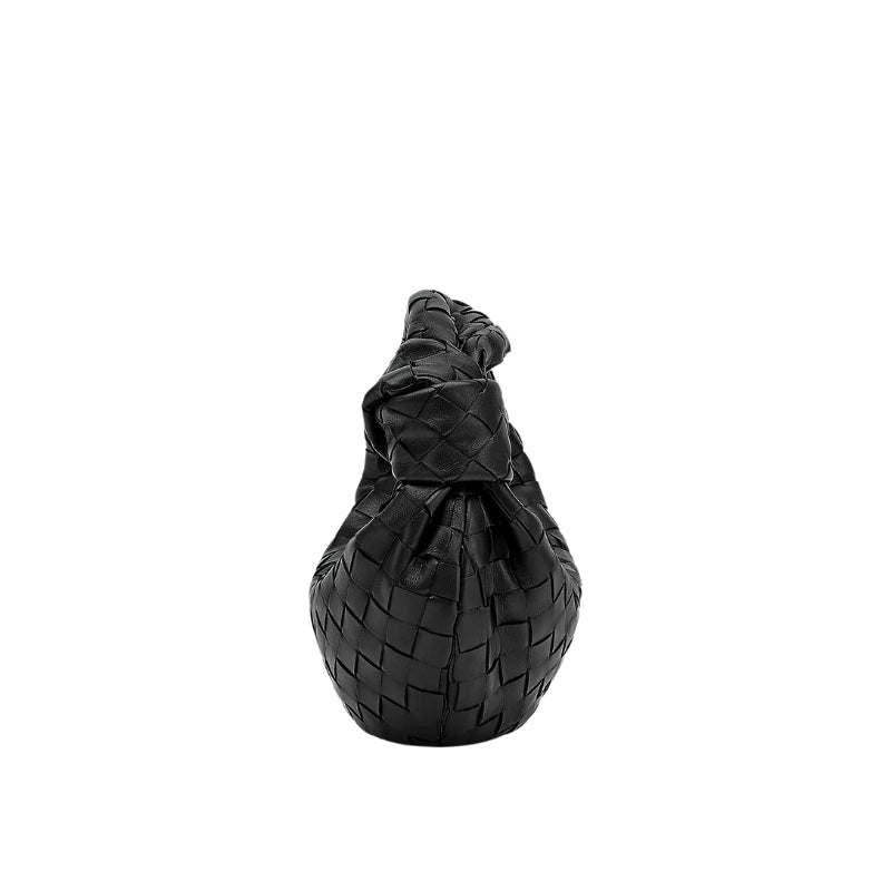 Quilted Leather Zipper Handbag In Black from side