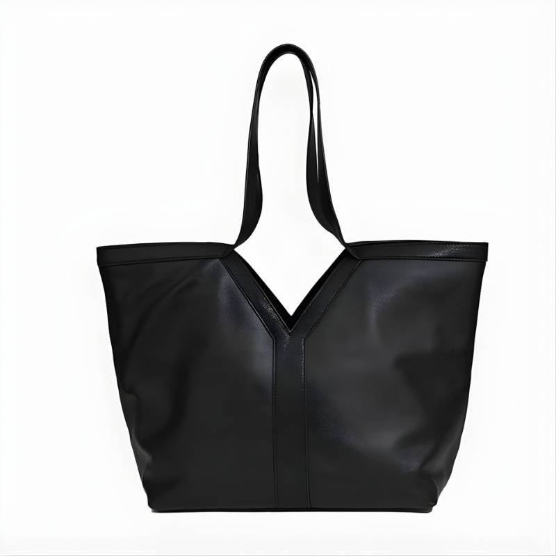 Soft leather tote bag for daily use for women in classic black with soft structured leather