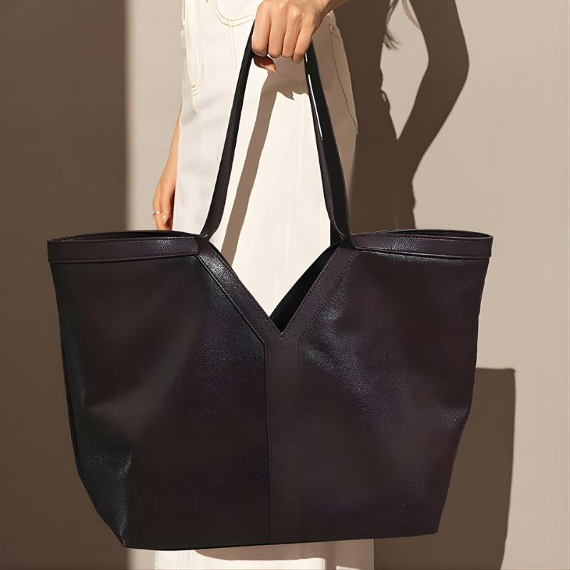 Soft leather tote bag for daily use for women styled with casual outfit for daily errands