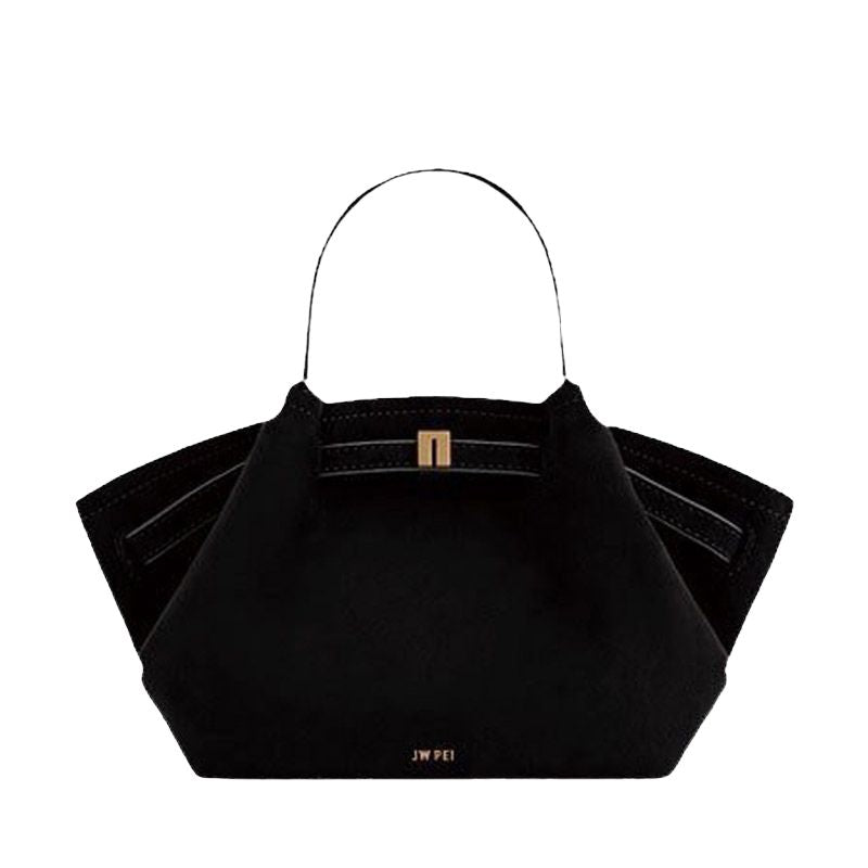 Suede Leather Large Tote Bag in Black color