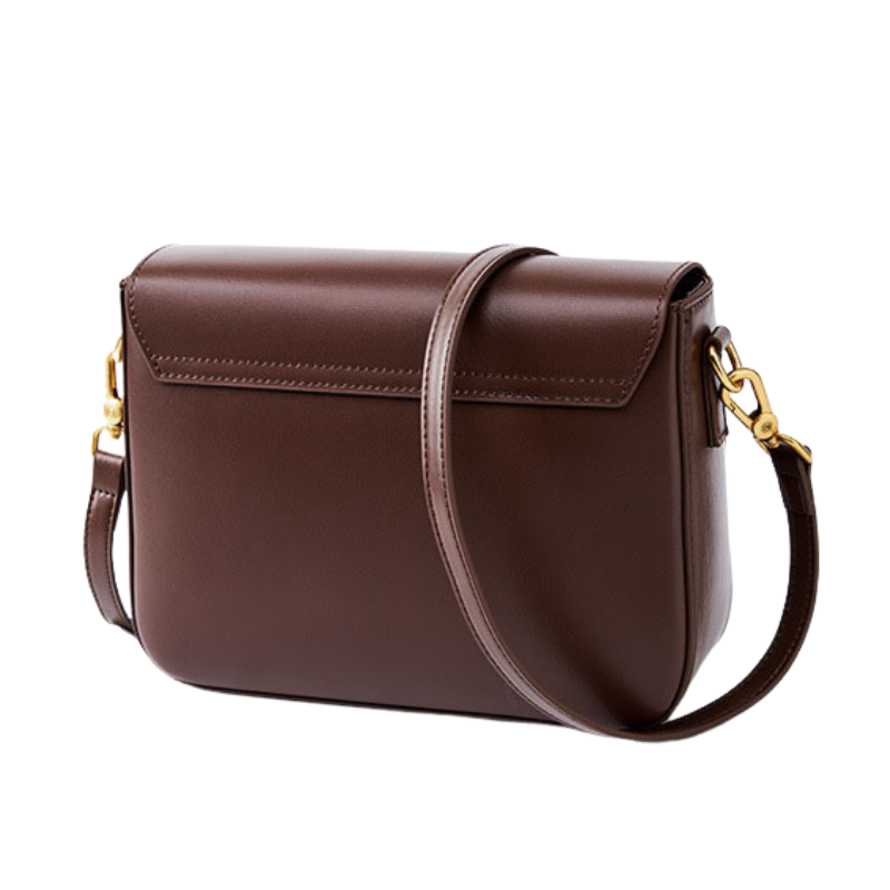 Women’s Genuine Leather Magnetic Closure Crossbody Shoulder Baguette Bags In Vintage in coffee color from the bag