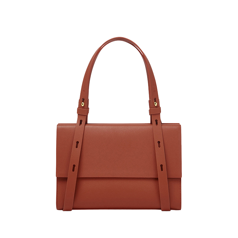 Women’s Genuine Leather Shoulder Bag Crossbody Tote in burgundy color from the front