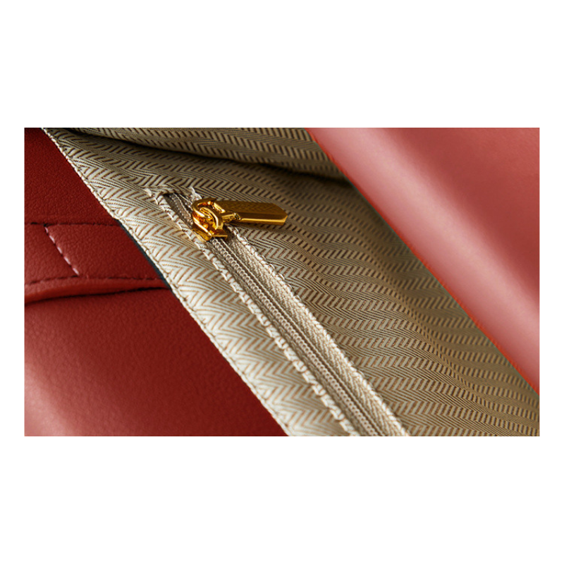 Women’s Genuine Leather Shoulder Bag Crossbody Tote in burgundy color showing details inside the bag