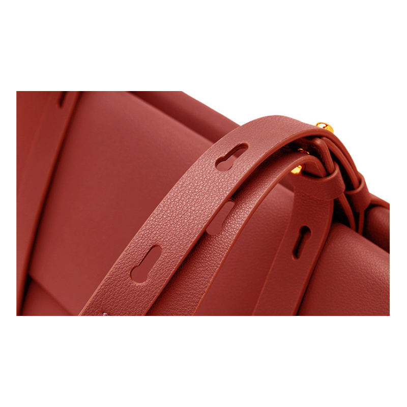 Women’s Genuine Leather Shoulder Bag Crossbody Tote in burgundy color showing details or the strap