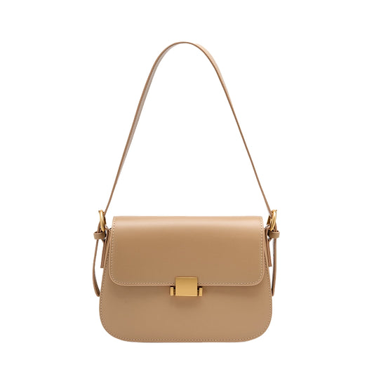 Women’s Minimalism Messenger Bags in Genuine Leather in Muesli color
