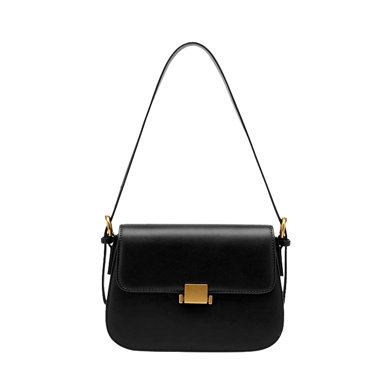 Women’s Minimalism Messenger Bags in Genuine Leather in black color