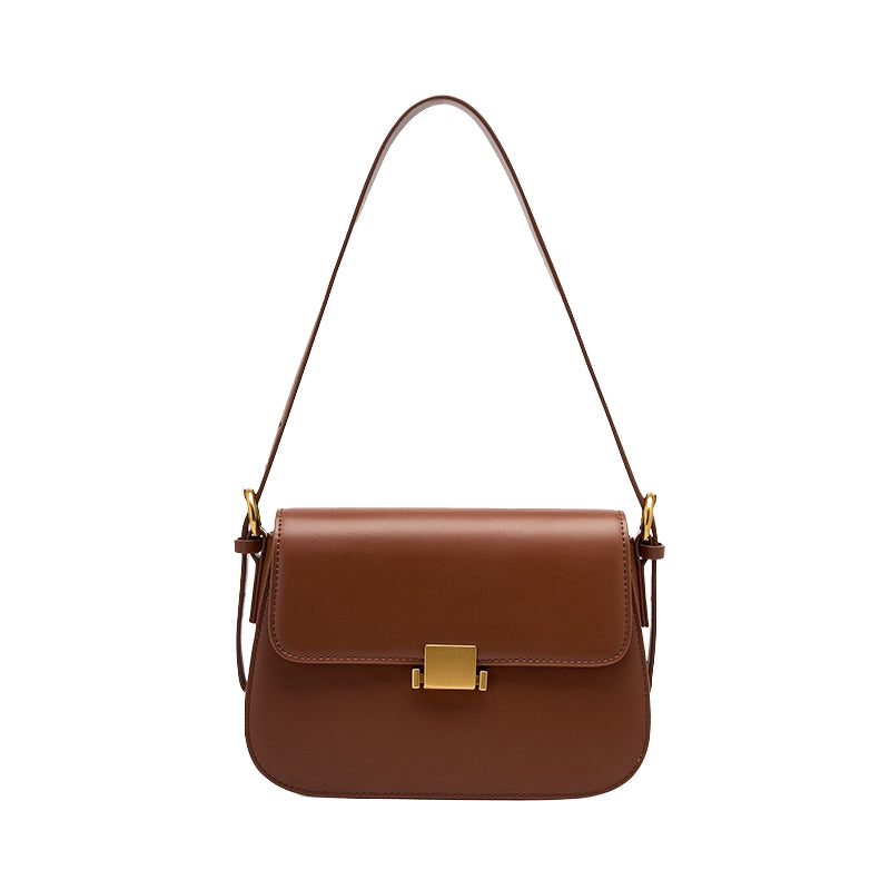 Women’s Minimalism Messenger Bags in Genuine Leather in coffee color