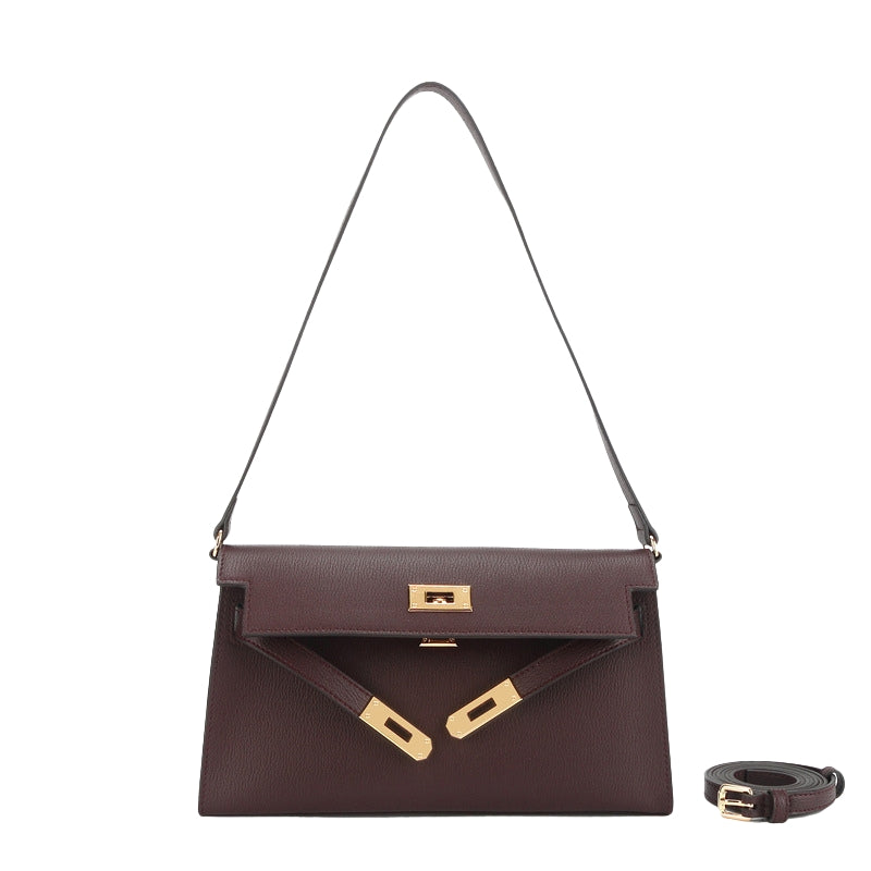 Women’s Shoulder Bags in Genuine Split Leather in Burgundy color