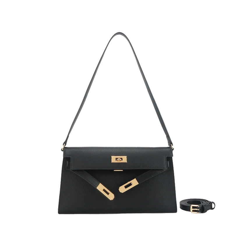 Women’s Shoulder Bags in Genuine Split Leather in black color