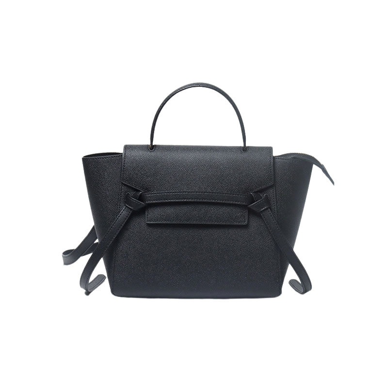 Women’s Split Leather Satchel Bags with Shoulder Strap in black color 