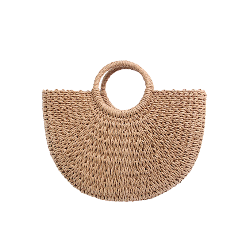 Women’s Straw Woven Circle Handle Tote from the front