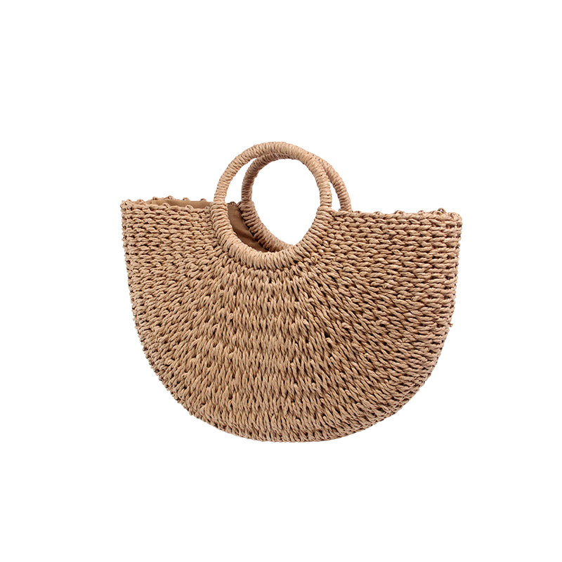 Women’s Straw Woven Circle Handle Tote from the front of the bag