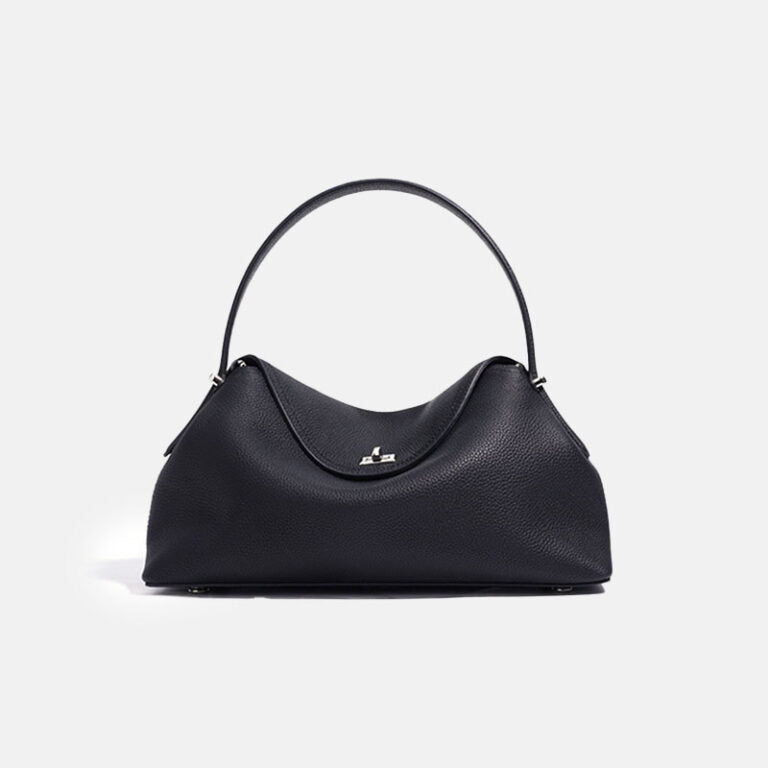 Genuine Top-Grain Leather Handbag for Women – Silver Clasp