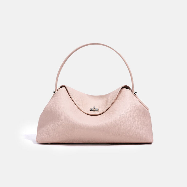 Genuine Top-Grain Leather Handbag for Women – Silver Clasp