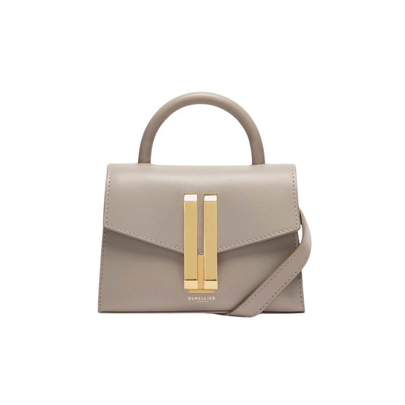 beige leather baguette bag mini structured crossbody