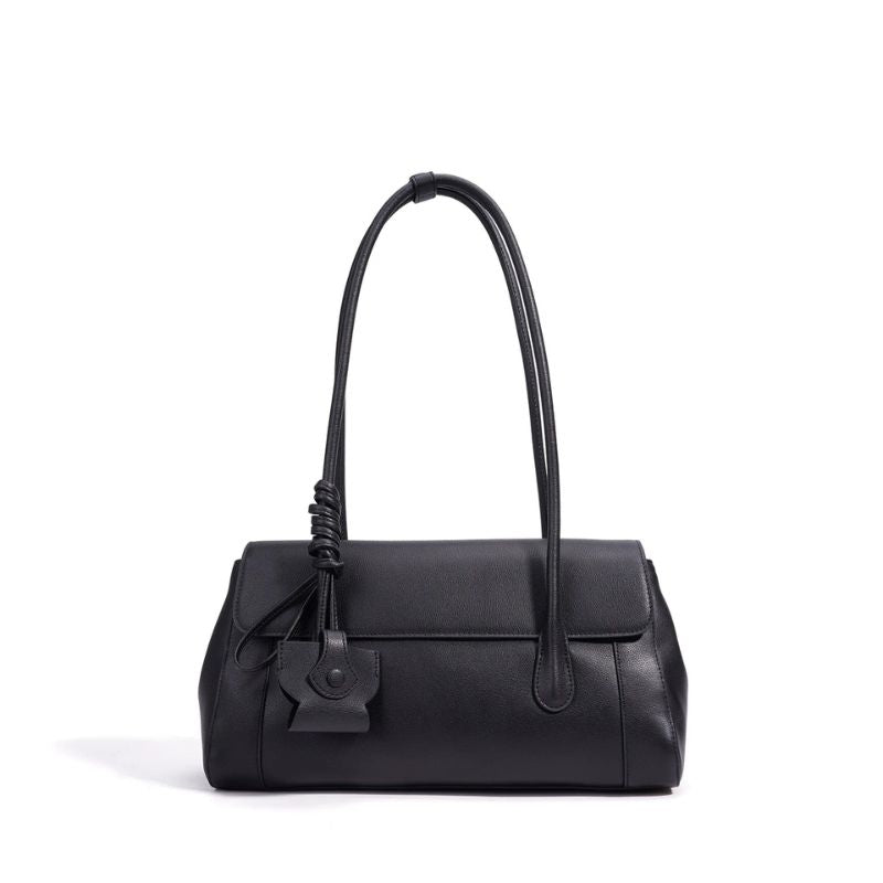 black leather shoulder tote bag structured large capacity women bag