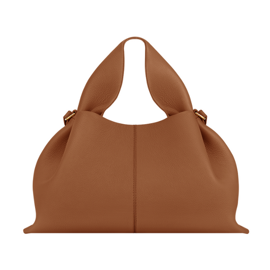 cloud shaped shoulder bag in genuine calf leather with structured base and top handle