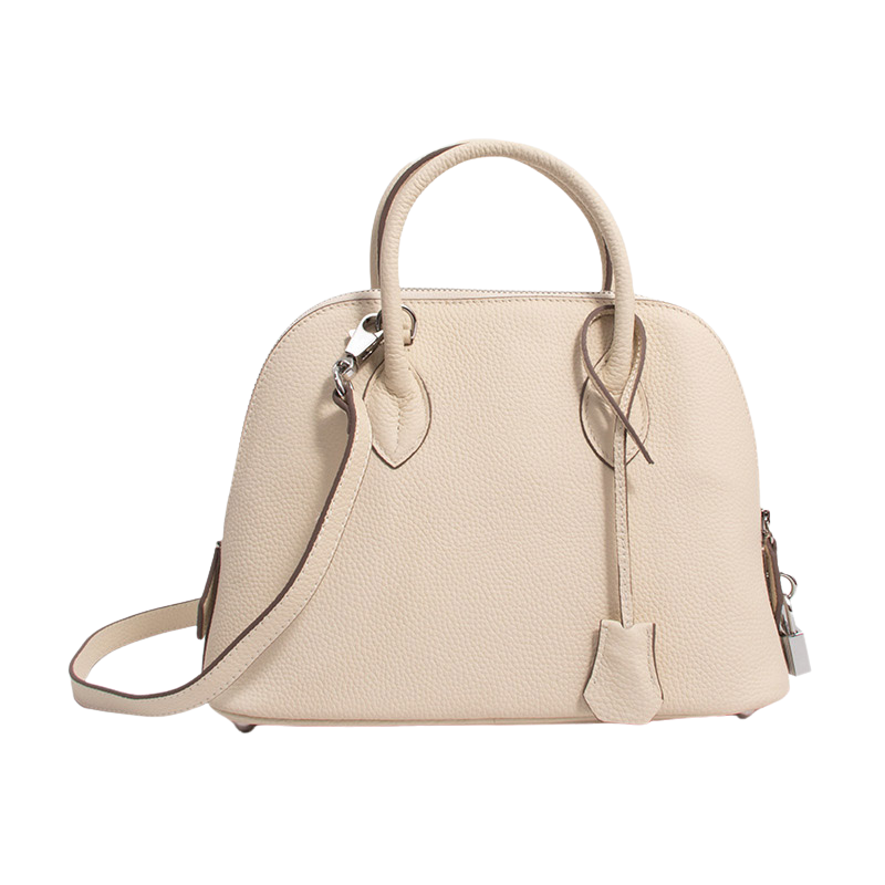 cream leather top handle handbag for women