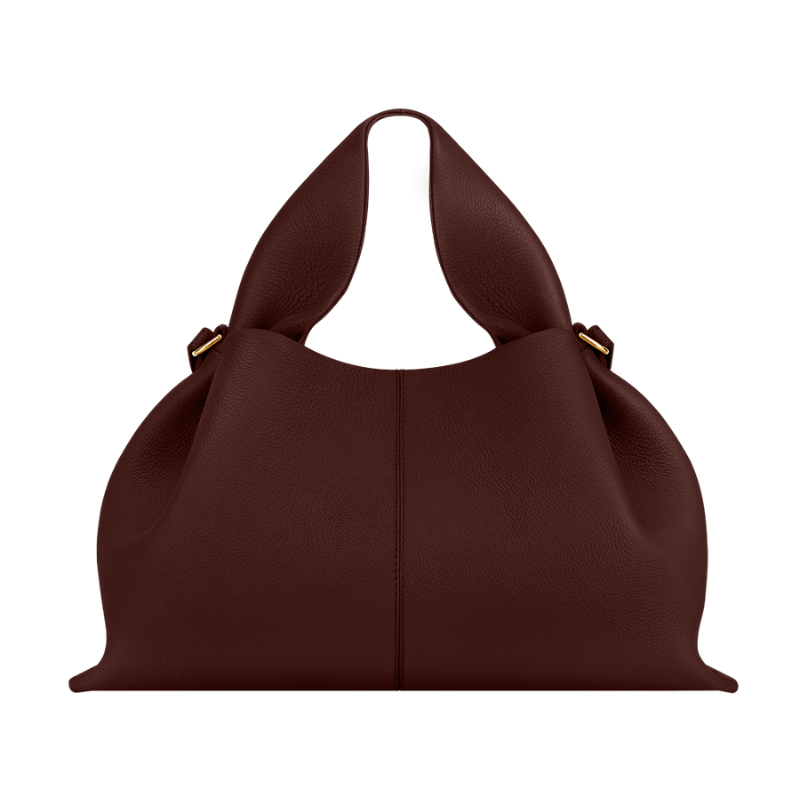 dark brown top handle shoulder bag modern leather handbag