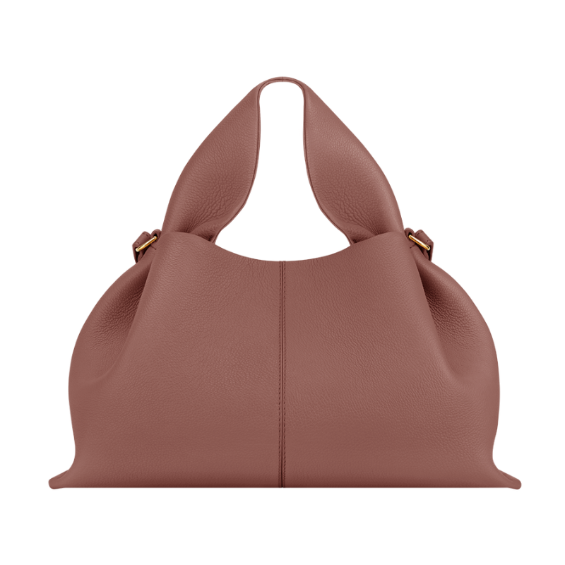 dusty pink top handle shoulder bag genuine leather design
