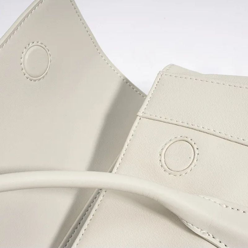 genuine leather shoulder tote bag detail stitching premium finish