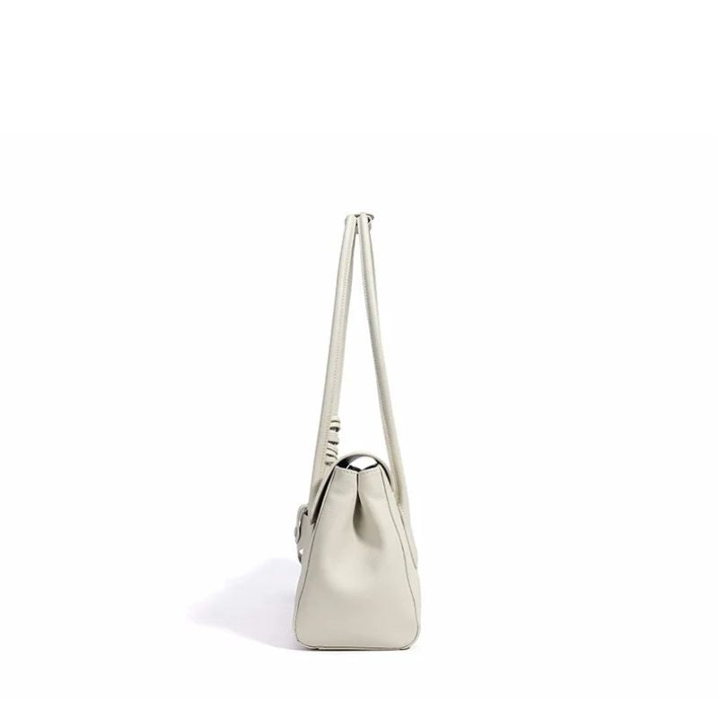 leather shoulder tote bag side profile structured minimalist design