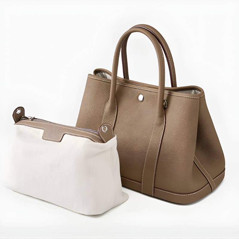 leather tote bag with crossbody strap for women front view