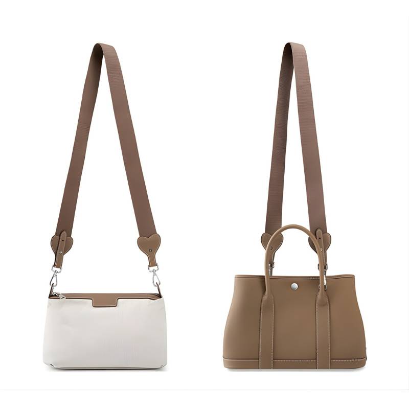 leather tote bag with crossbody strap for women in Khaki color front view