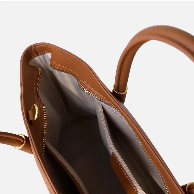 leather work tote interior view spacious storage compartments
