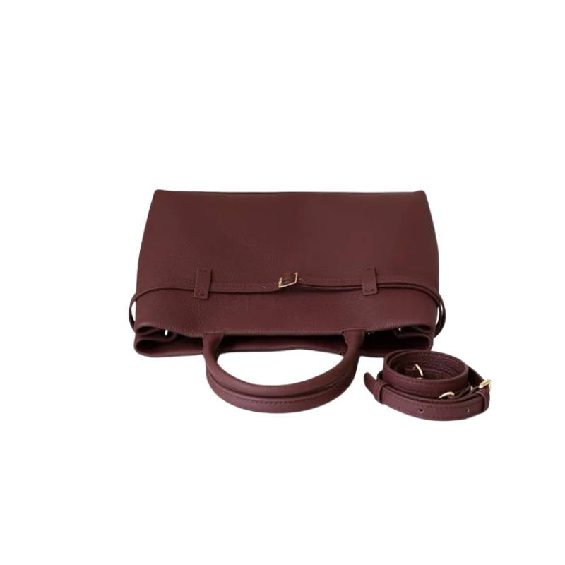 minimalist leather tote bag showing front
