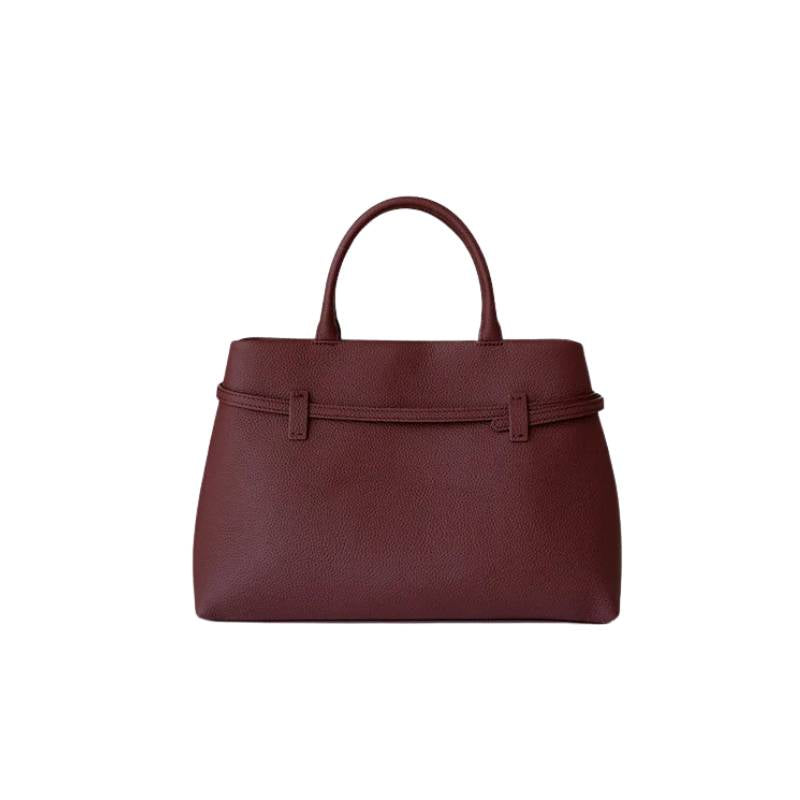 minimalist leather tote bag showing  back views